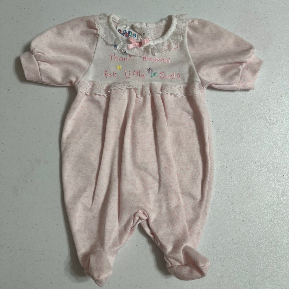 Alexis Thank Heaven for Little Girls Footed Sleeper Pink Polka Dot‎ VTG 6lb XS